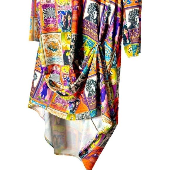 Postcard Women's Tunic Pop Art Hippie Woodstock 70’s Mid-length Dress Size Small - Picture 5 of 11